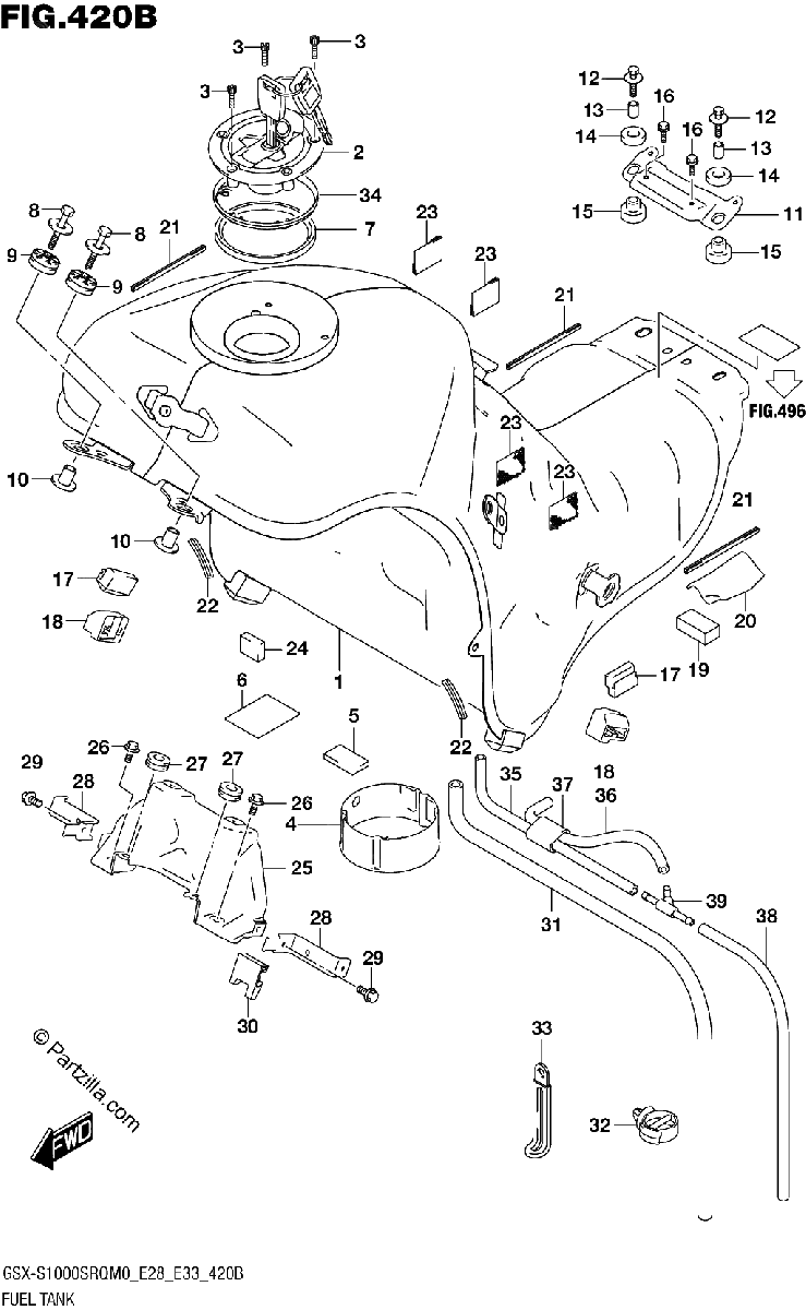 Diagrama de FUEL TANK E28