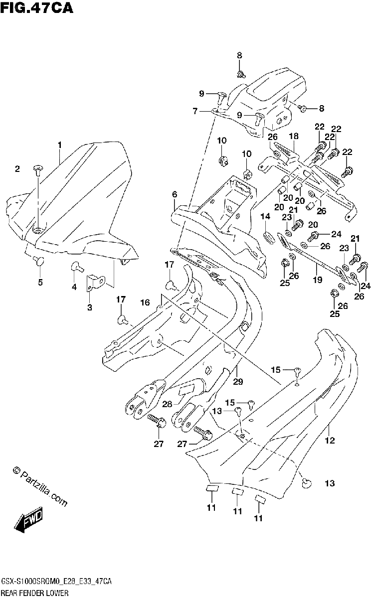 Diagrama de REAR FENDER LOWER