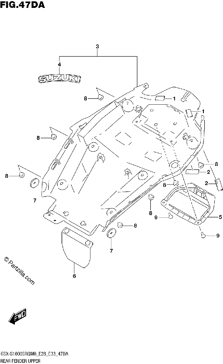 Diagrama de REAR FENDER UPPER