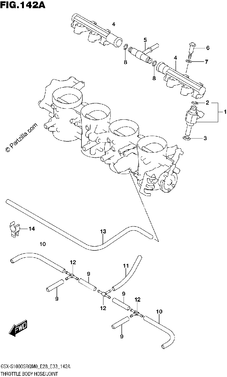 Diagrama de THROTTLE BODY HOSE JOINT E28