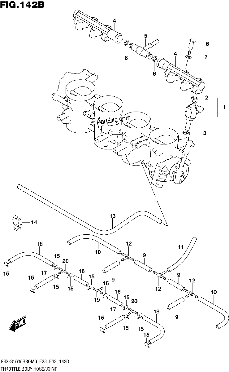 Diagrama de THROTTLE BODY HOSE JOINT E33