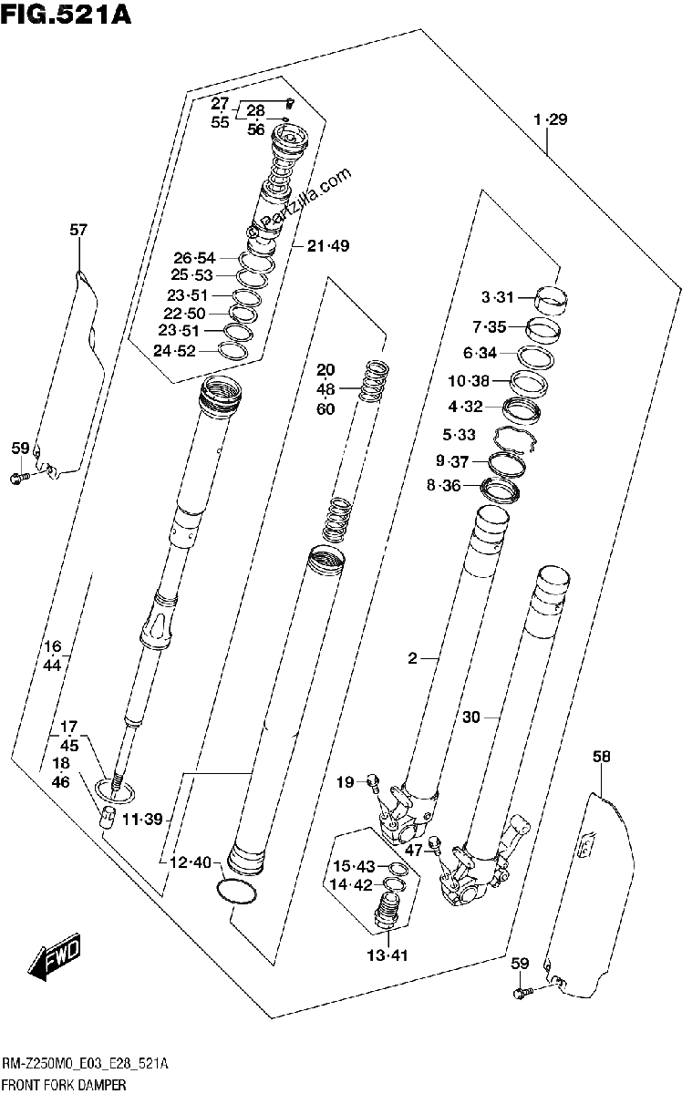 Diagrama de FRONT FORK DAMPER