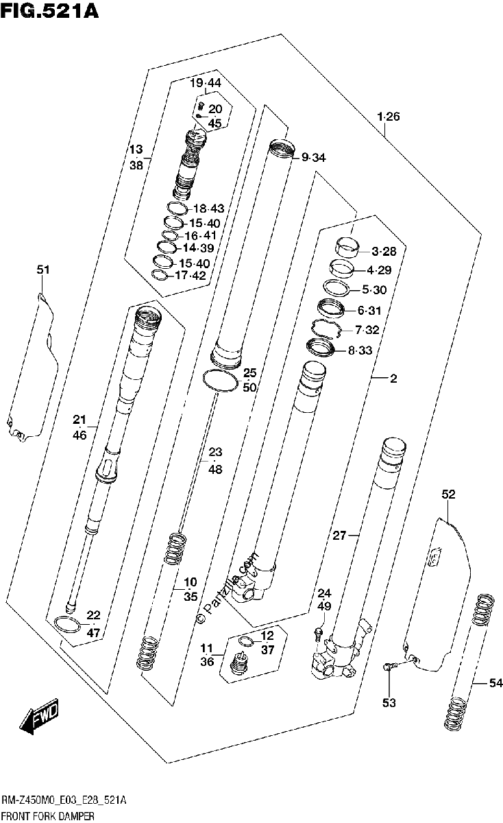 Diagrama de FRONT FORK DAMPER