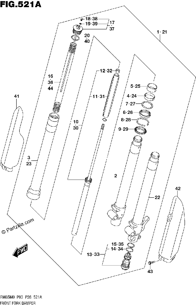 Diagrama de FRONT FORK DAMPER