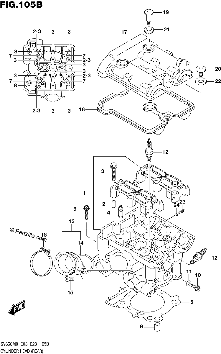 Diagrama de CYLINDER HEAD REAR