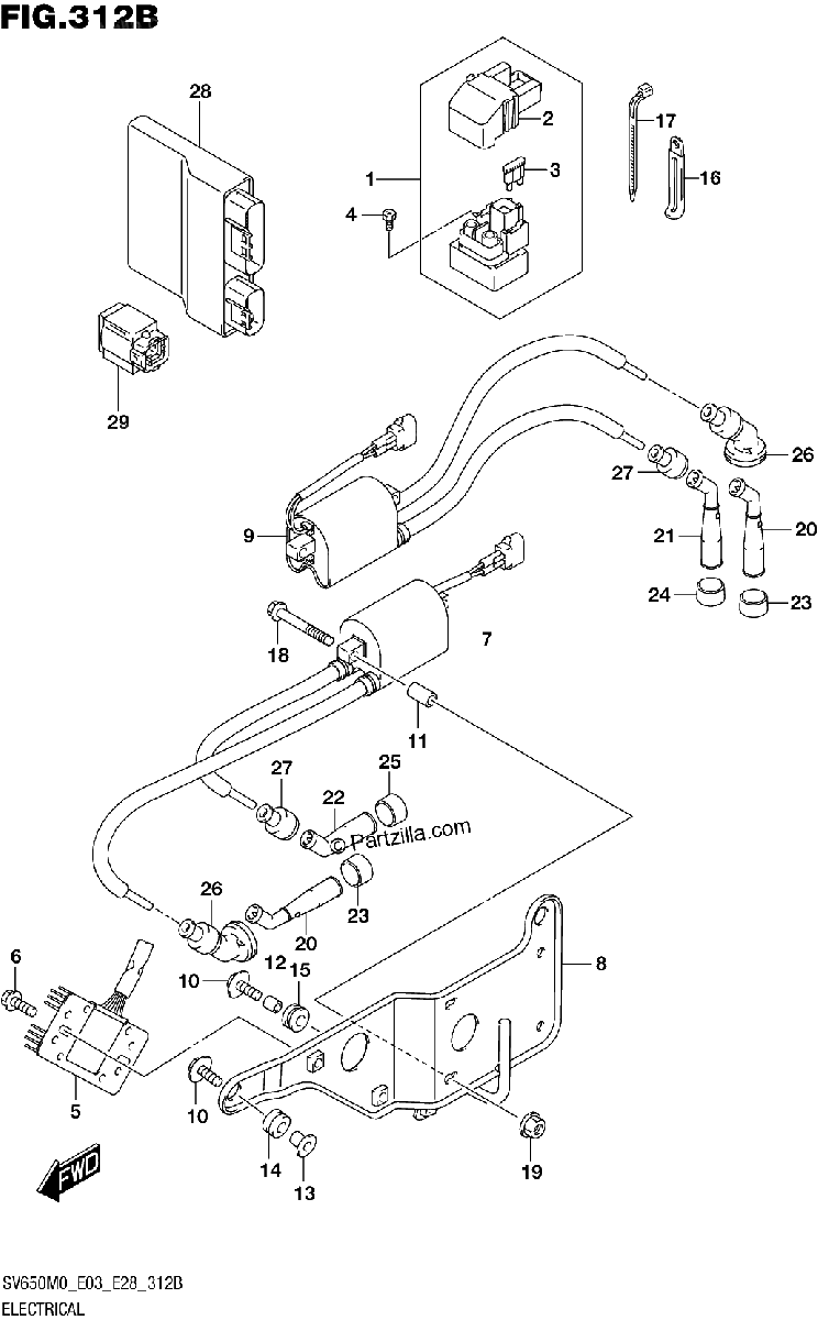 Diagrama de ELECTRICAL SV650A SV650XA E33