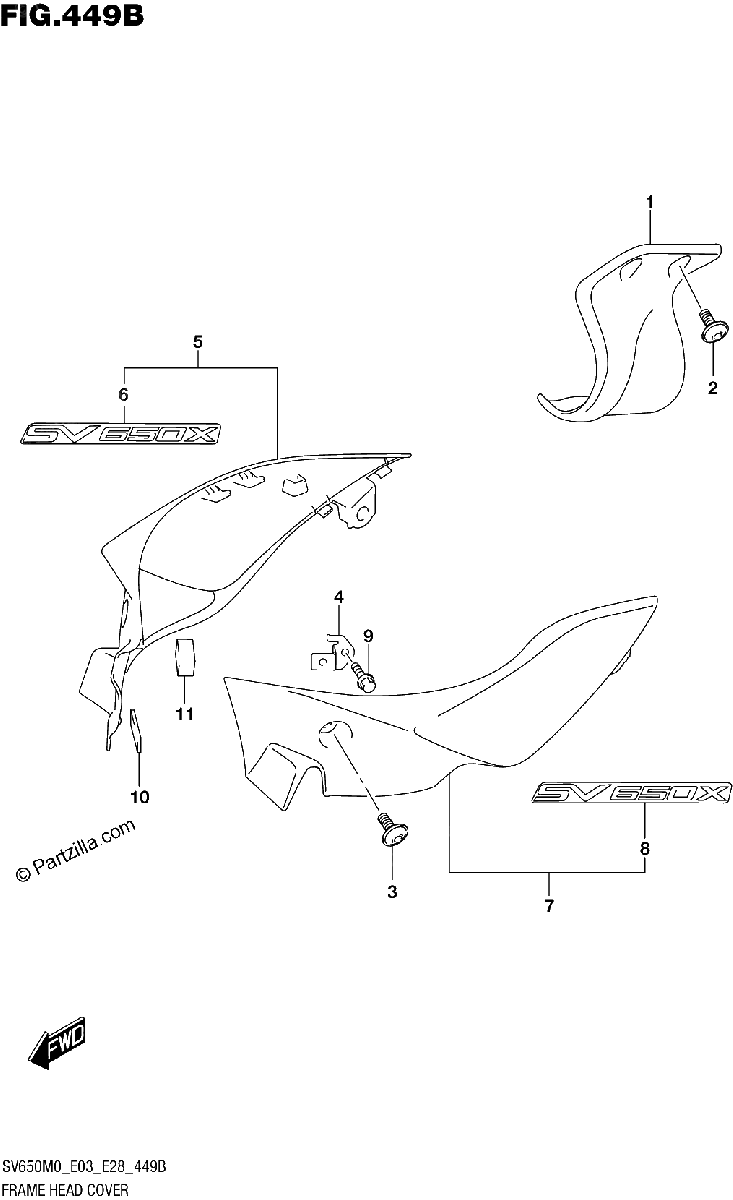 Diagrama de FRAME HEAD COVER SV650XA