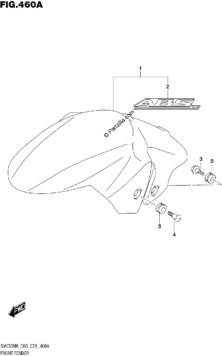 Diagrama de FRONT FENDER SV650A SV650XA
