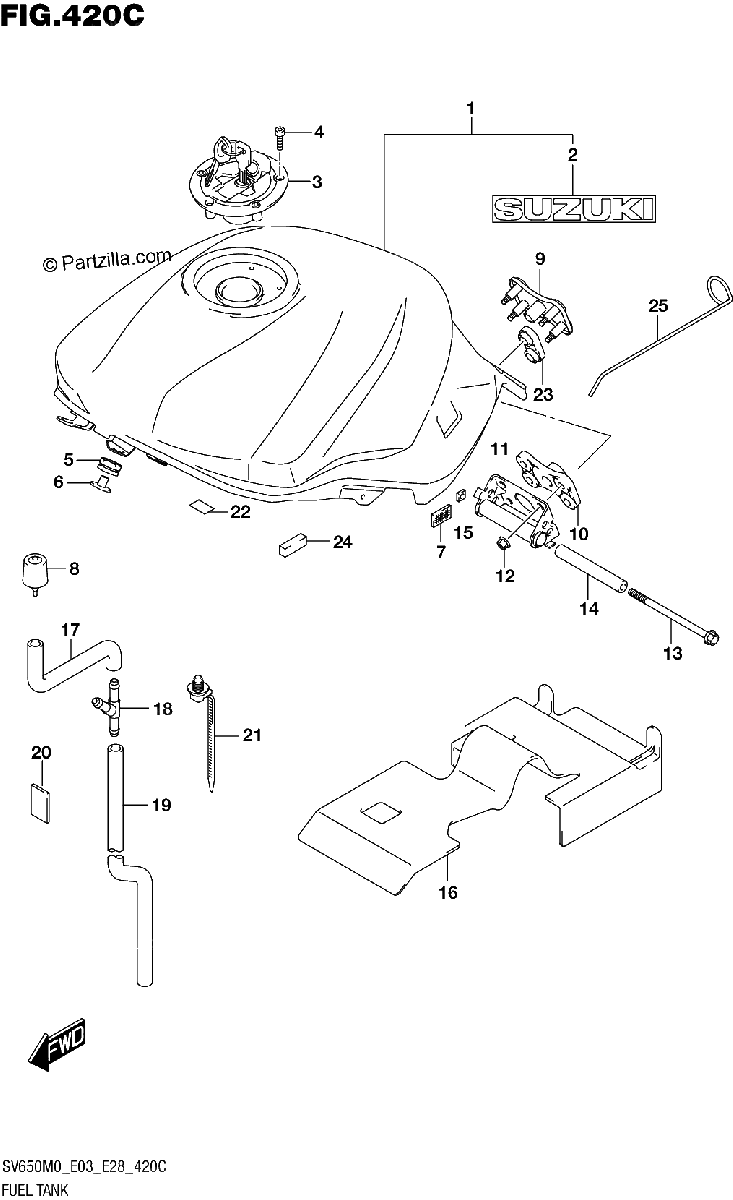 Diagrama de FUEL TANK SV650XA E33