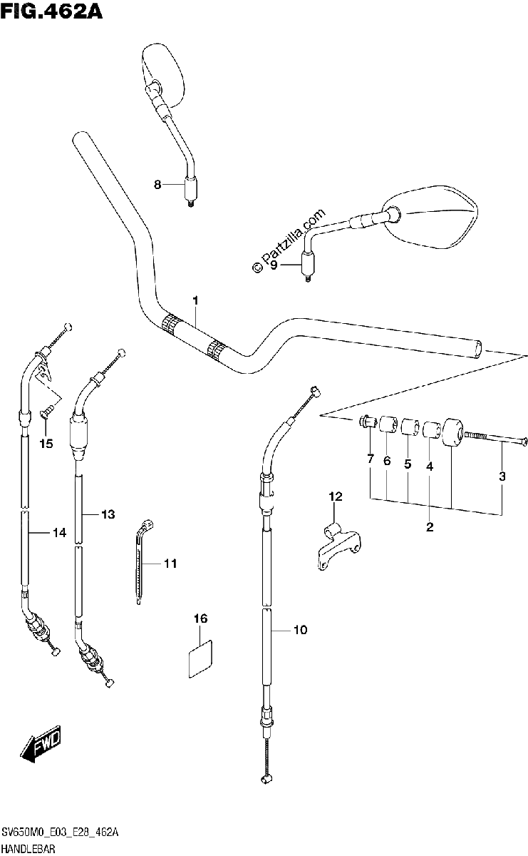 Diagrama de HANDLEBAR SV650 SV650A