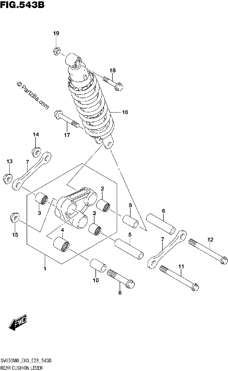 Diagrama de REAR CUSHION LEVER SV650 SV650A