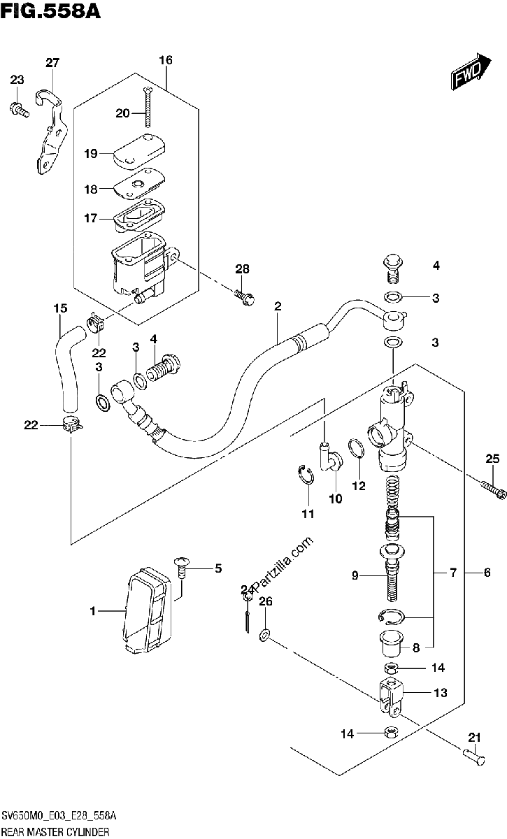 Diagrama de REAR MASTER CYLINDER SV650