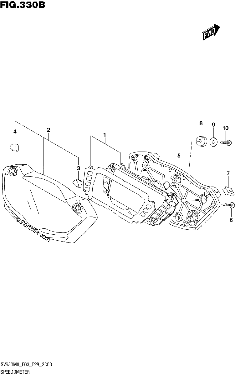Diagrama de SPEEDOMETER SV650A SV650XA E33