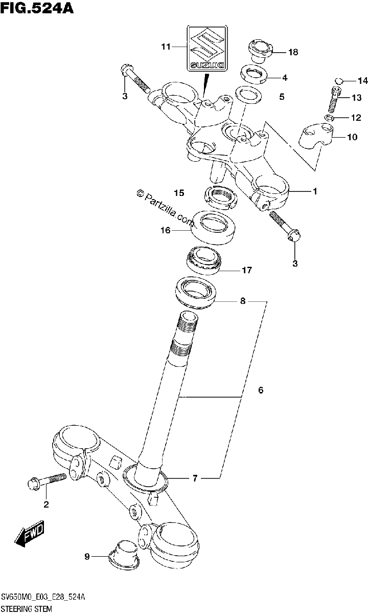 Diagrama de STEERING STEM SV650 SV650A