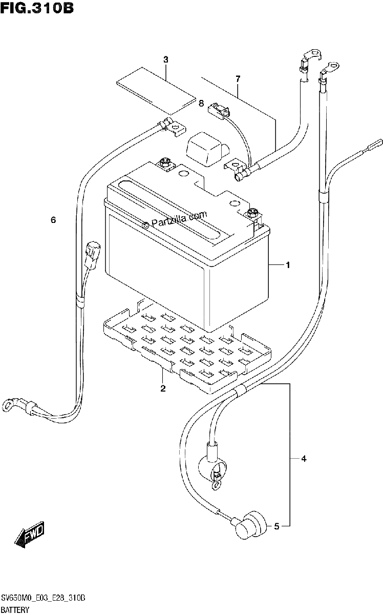 Diagrama de BATTERY SV650A SV650XA