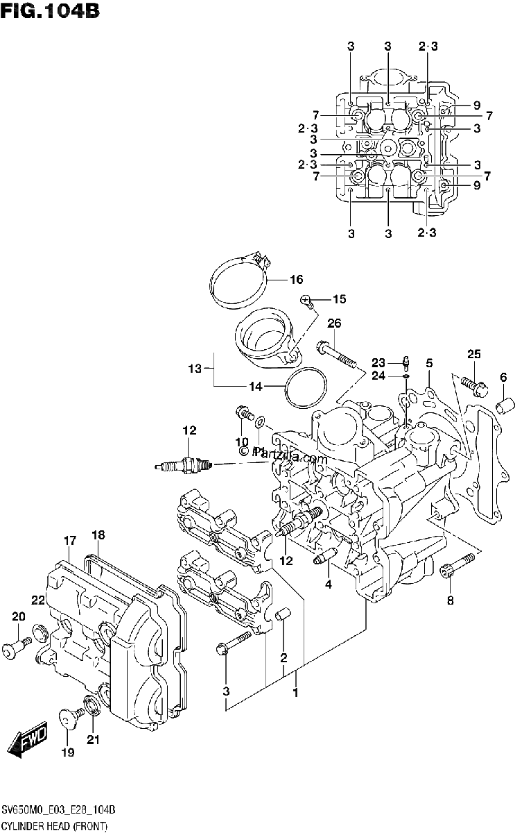 Diagrama de CYLINDER HEAD FRONT