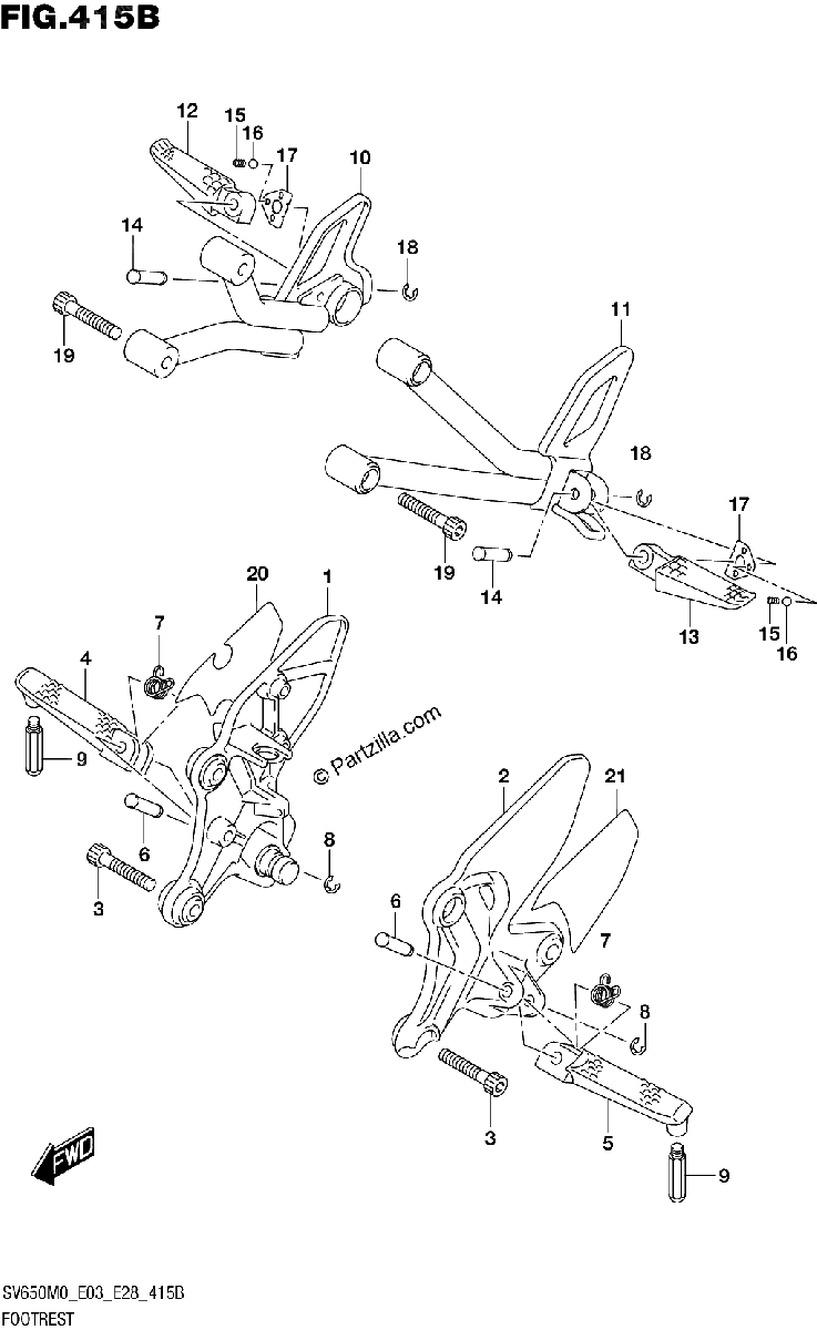 Diagrama de FOOTREST SV650XA