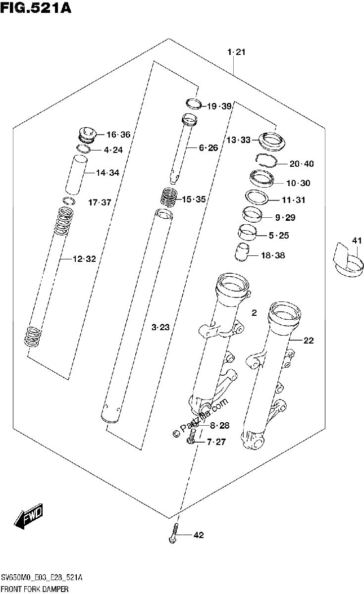 Diagrama de FRONT FORK DAMPER SV650 SV650A