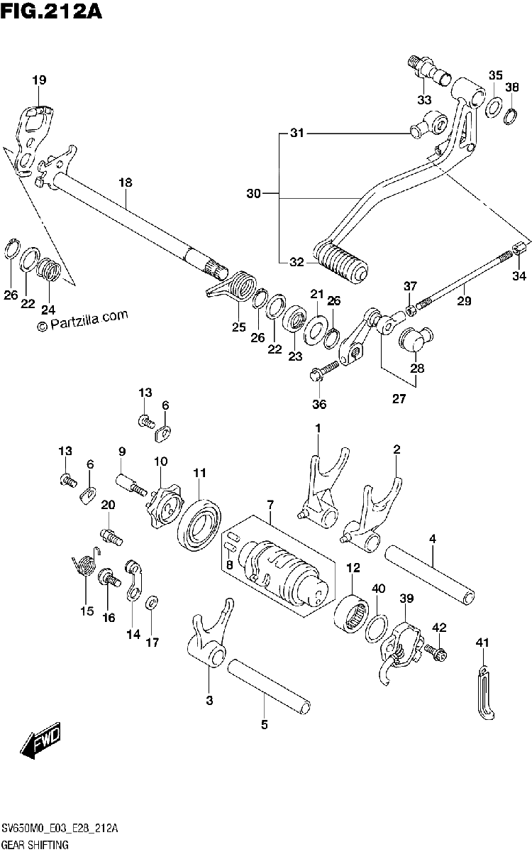 Diagrama de GEAR SHIFTING SV650A