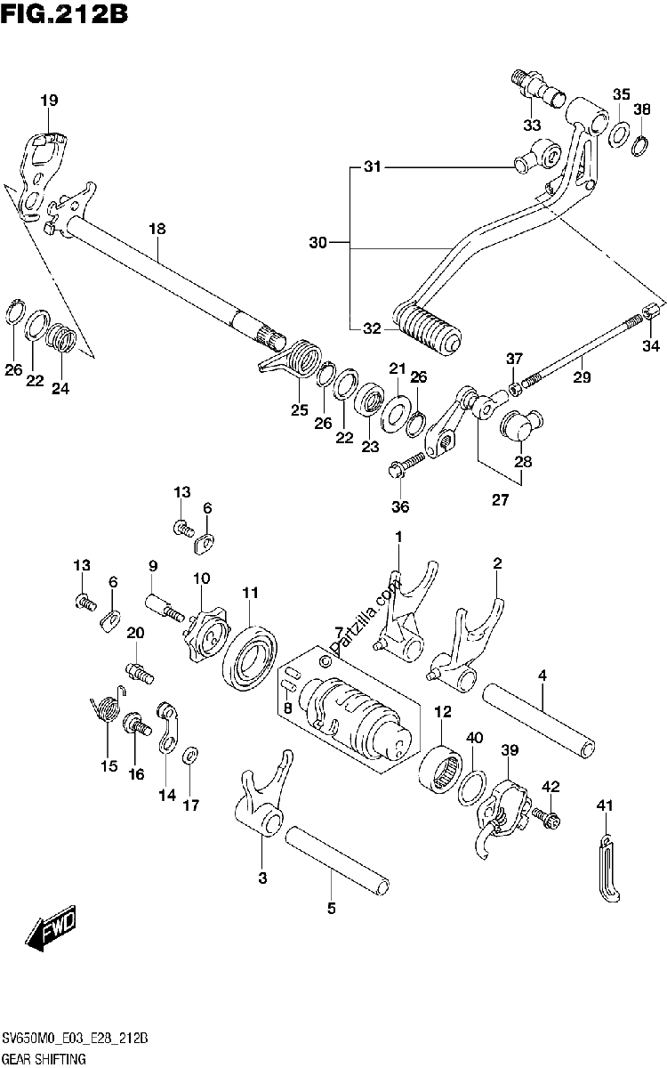 Diagrama de GEAR SHIFTING SV650XA