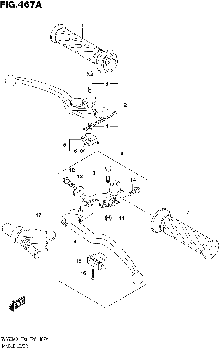 Diagrama de HANDLE LEVER