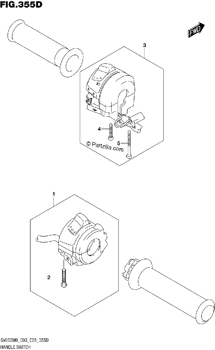 Diagrama de HANDLE SWITCH SV650XA