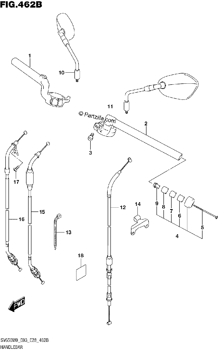 Diagrama de HANDLEBAR SV650XA