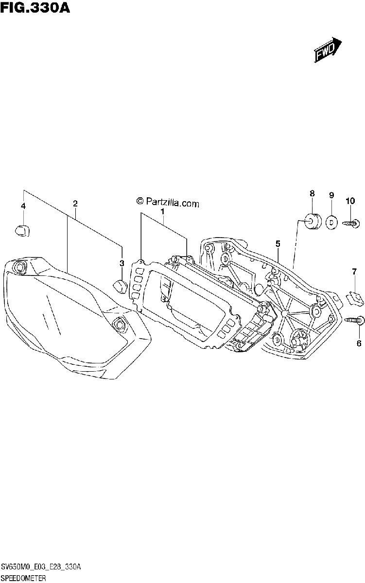 Diagrama de SPEEDOMETER SV650A SV650XA E28