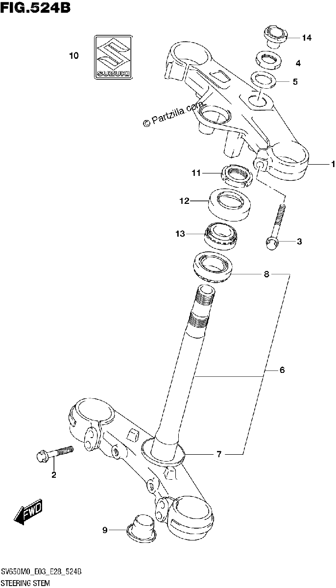 Diagrama de STEERING STEM SV650XA