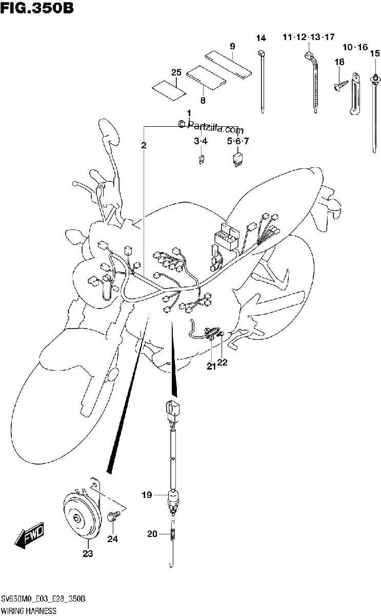 Diagrama de WIRING HARNESS SV650 E33