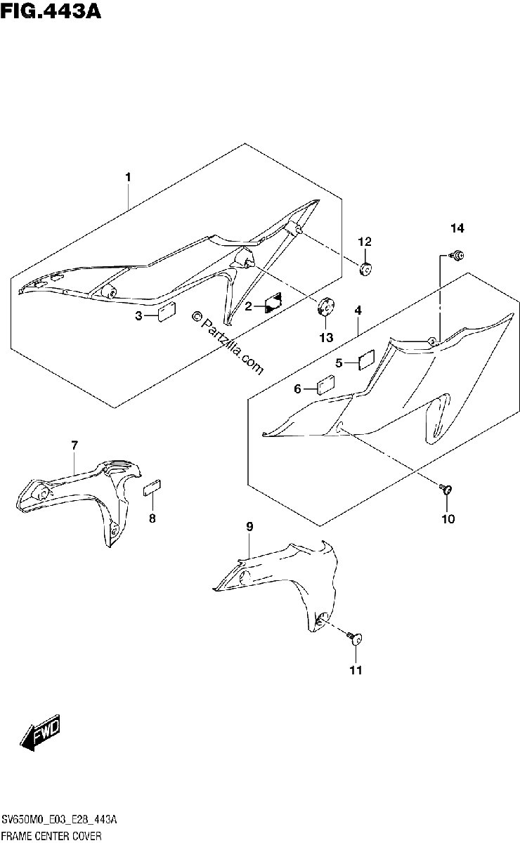 Diagrama de FRAME CENTER COVER SV650 SV650A