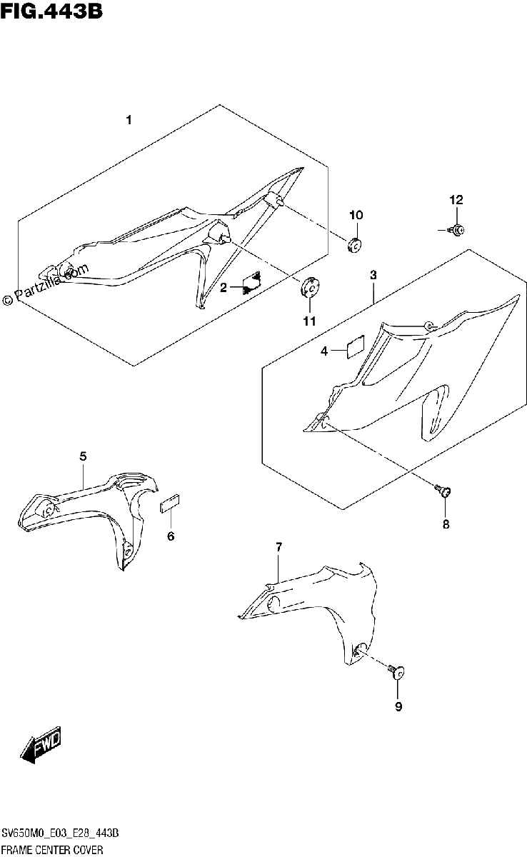 Diagrama de FRAME CENTER COVER SV650XA
