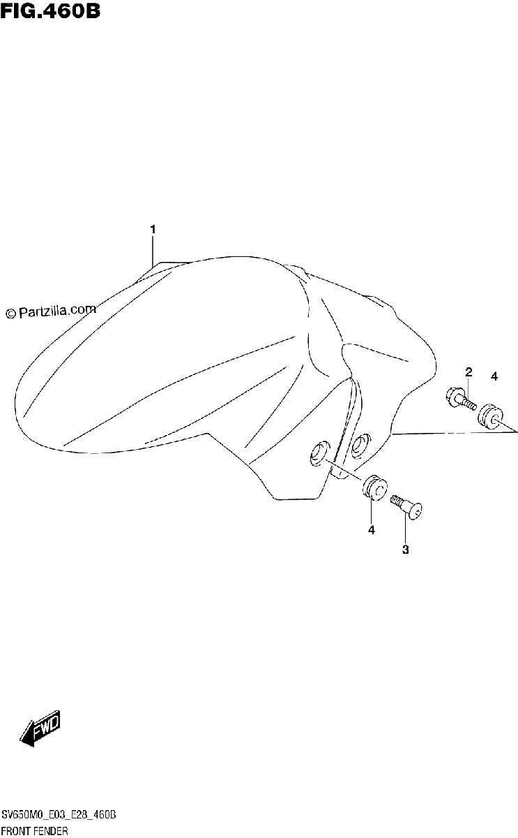 Diagrama de FRONT FENDER SV650