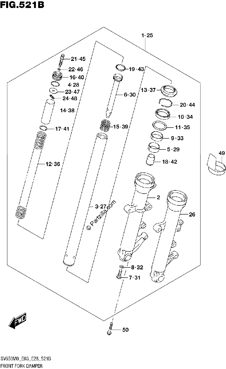 Diagrama de FRONT FORK DAMPER SV650XA