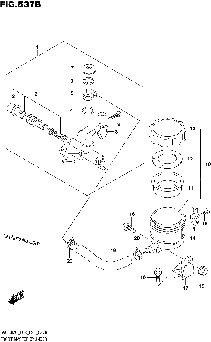 Diagrama de FRONT MASTER CYLINDER SV650XA