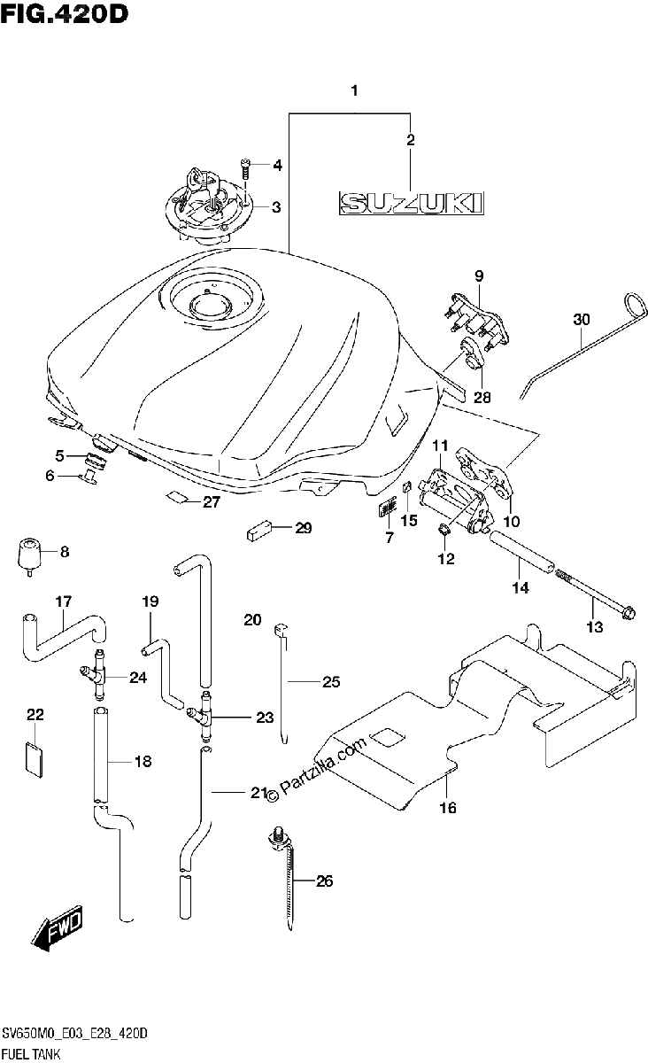 Diagrama de FUEL TANK 1 SV650XA