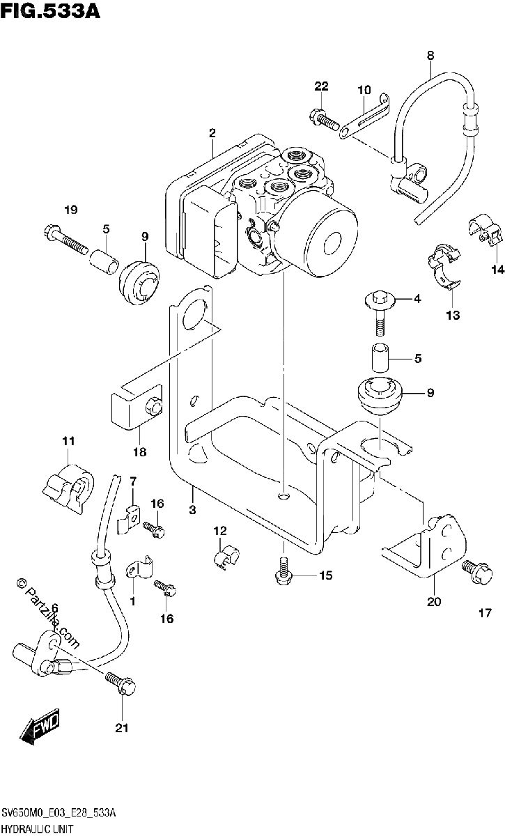 Diagrama de HYDRAULIC UNIT SV650A SV650XA