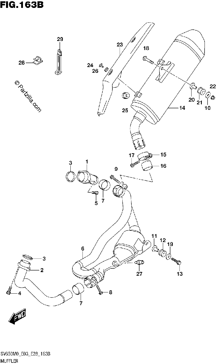 Diagrama de MUFFLER SV650XA