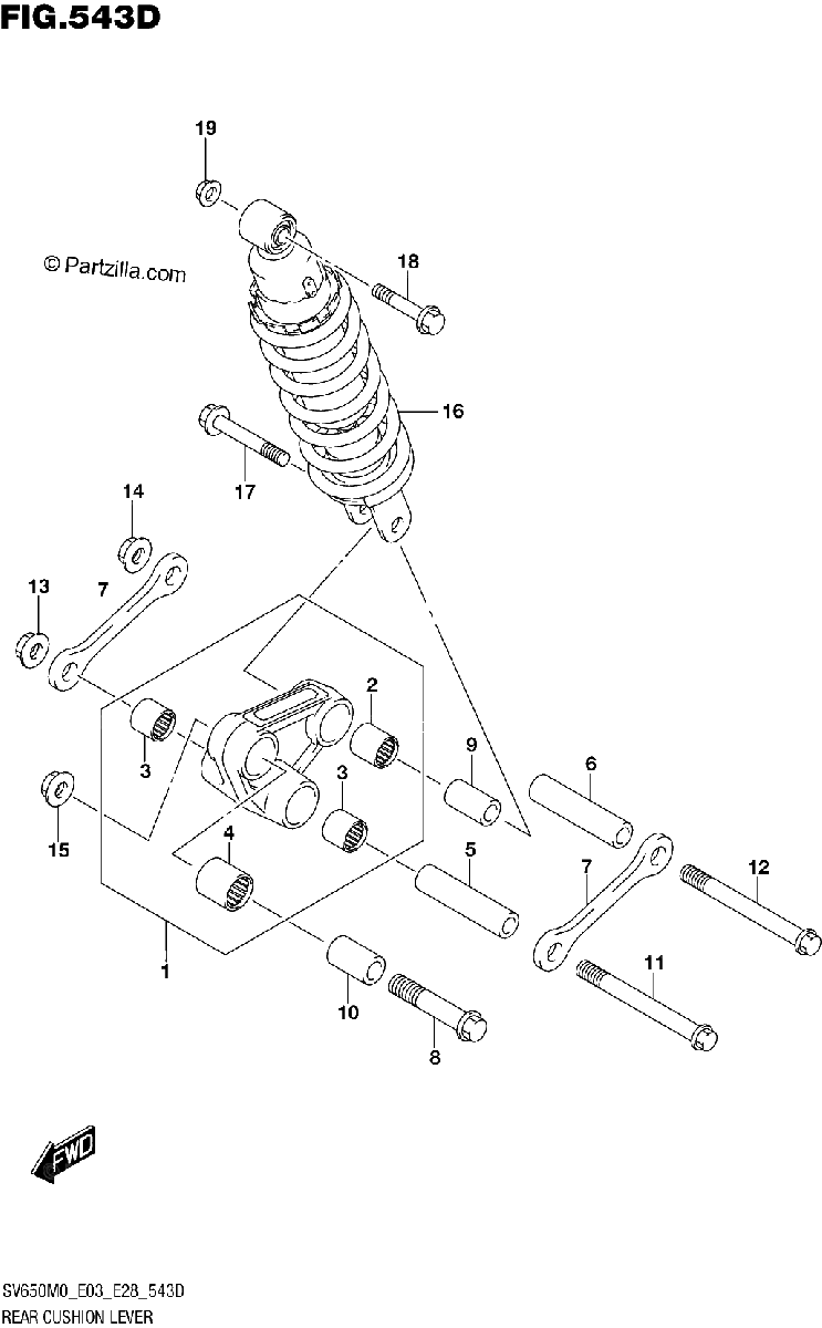 Diagrama de REAR CUSHION LEVER SV650XA