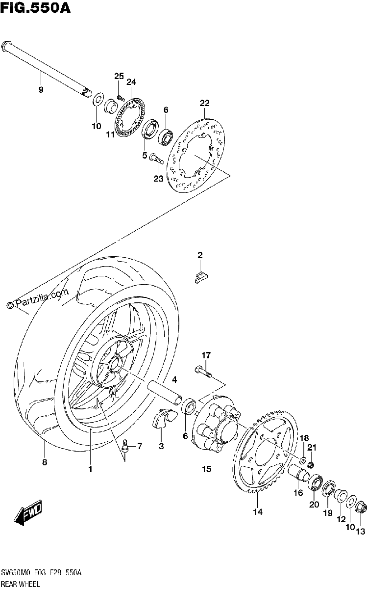 Diagrama de REAR WHEEL SV650A