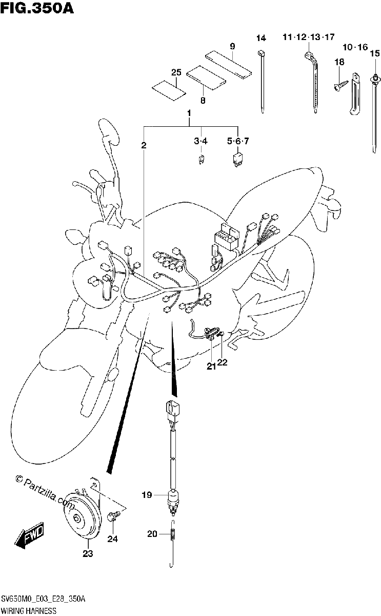 Diagrama de WIRING HARNESS SV650 E03