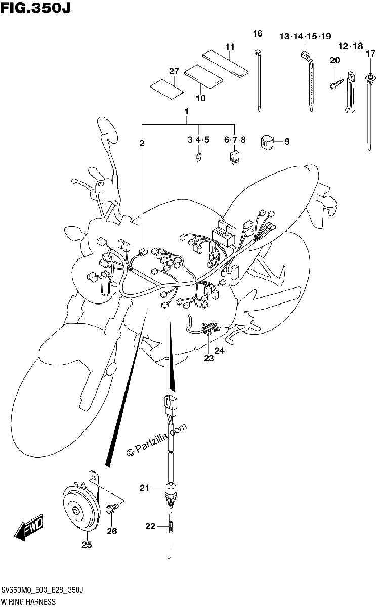 Diagrama de WIRING HARNESS SV650XA E28