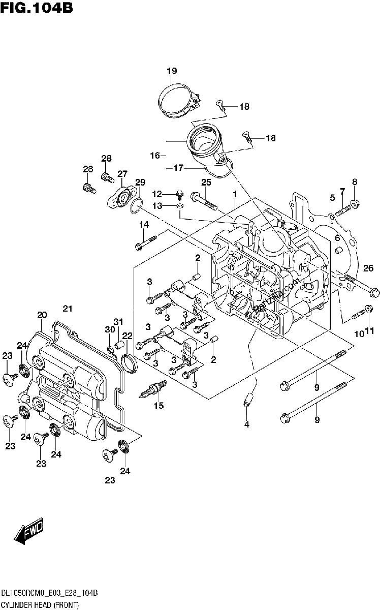 Diagrama de CYLINDER HEAD FRONT DL1050RC