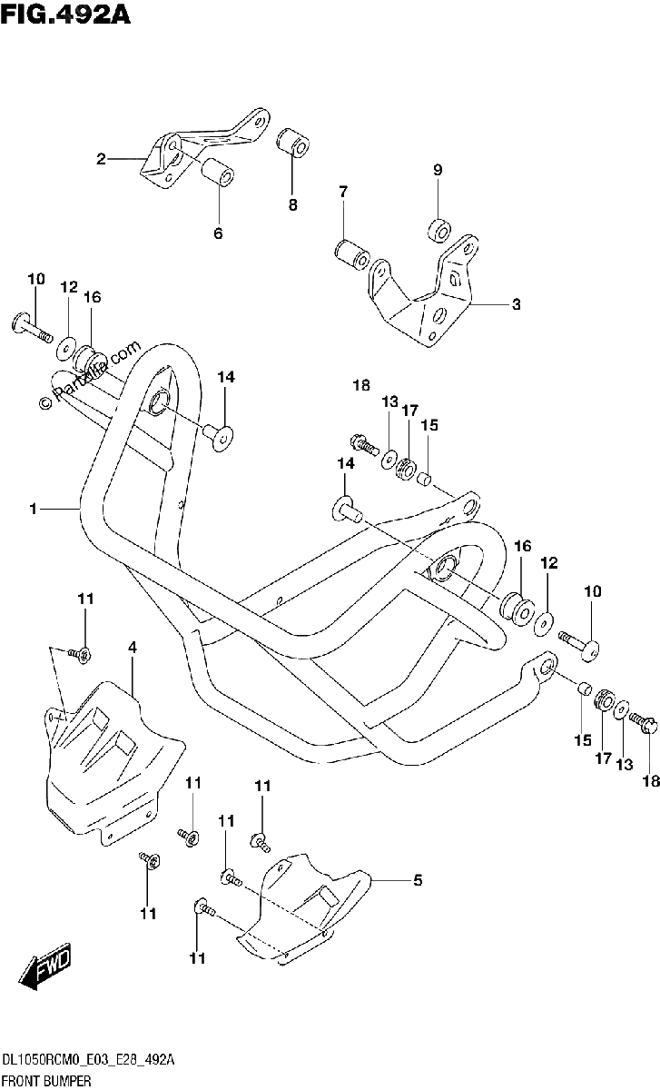 Diagrama de FRONT BUMPER DL1050RC