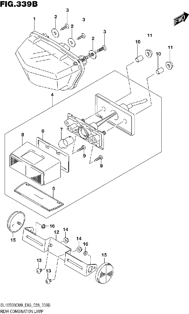Diagrama de REAR COMBINATION LAMP DL1050RC