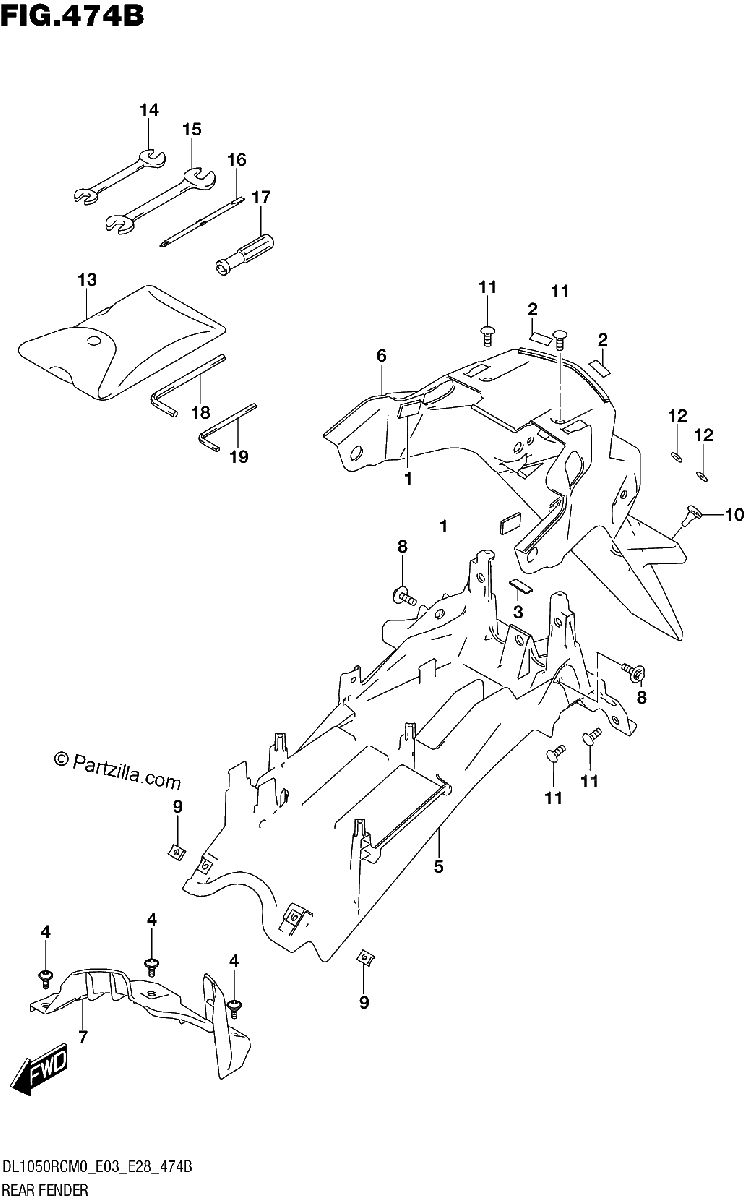 Diagrama de REAR FENDER DL1050RQ