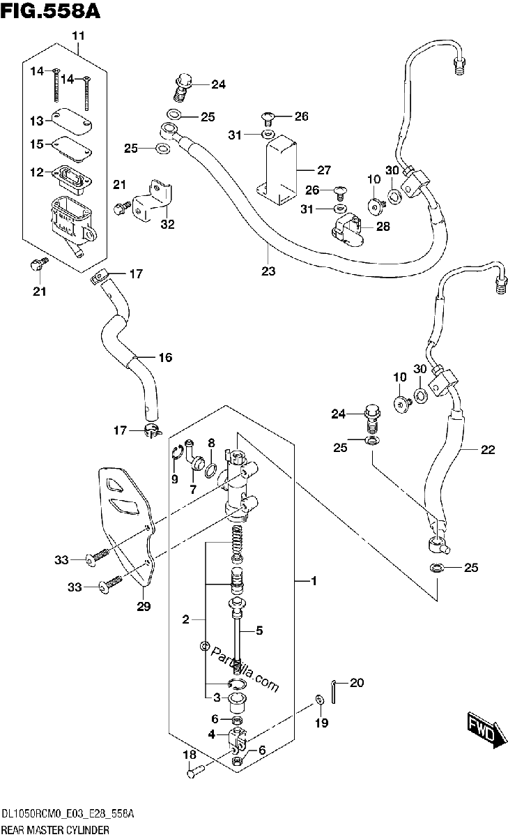 Diagrama de REAR MASTER CYLINDER DL1050RC