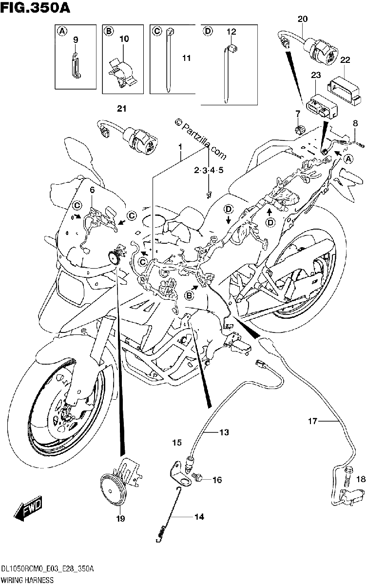 Diagrama de WIRING HARNESS DL1050RC