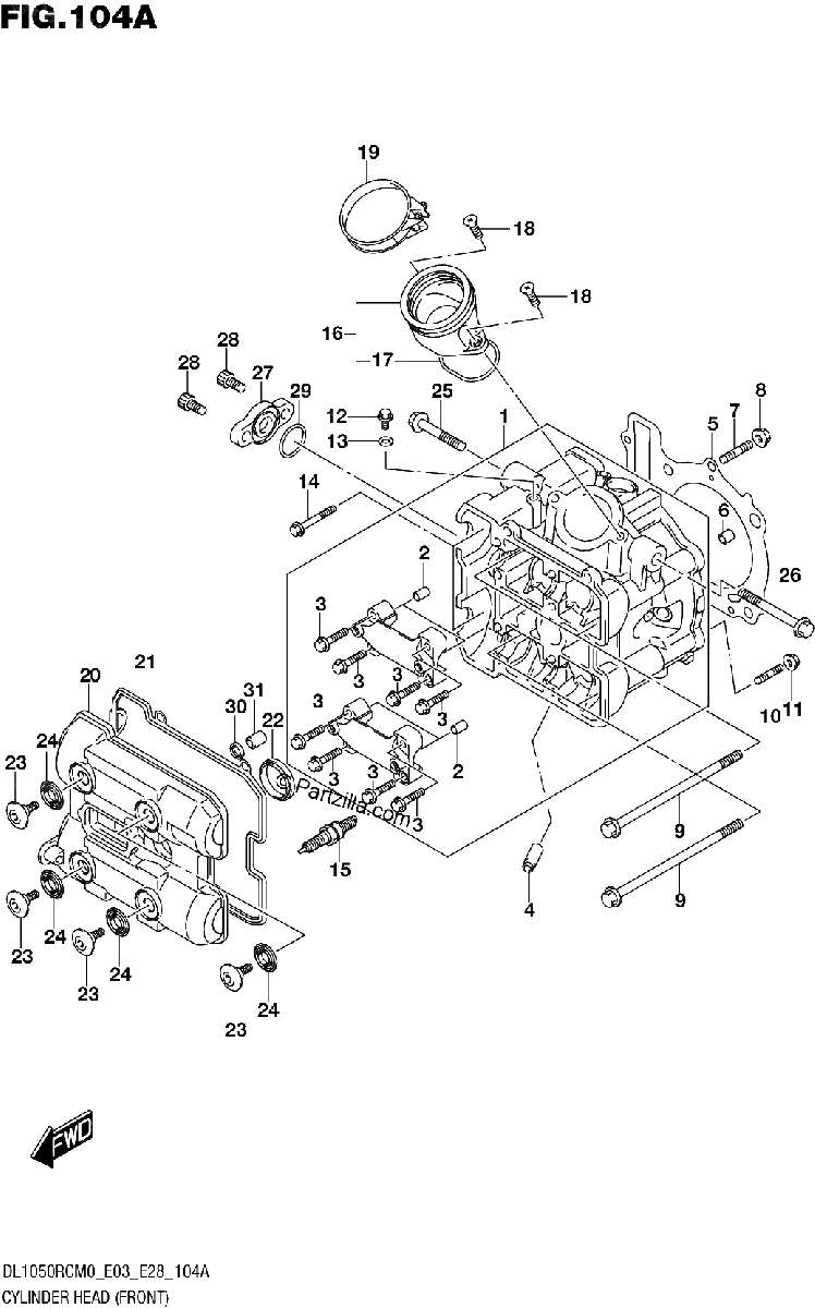 Diagrama de CYLINDER HEAD FRONT DL1050RQ