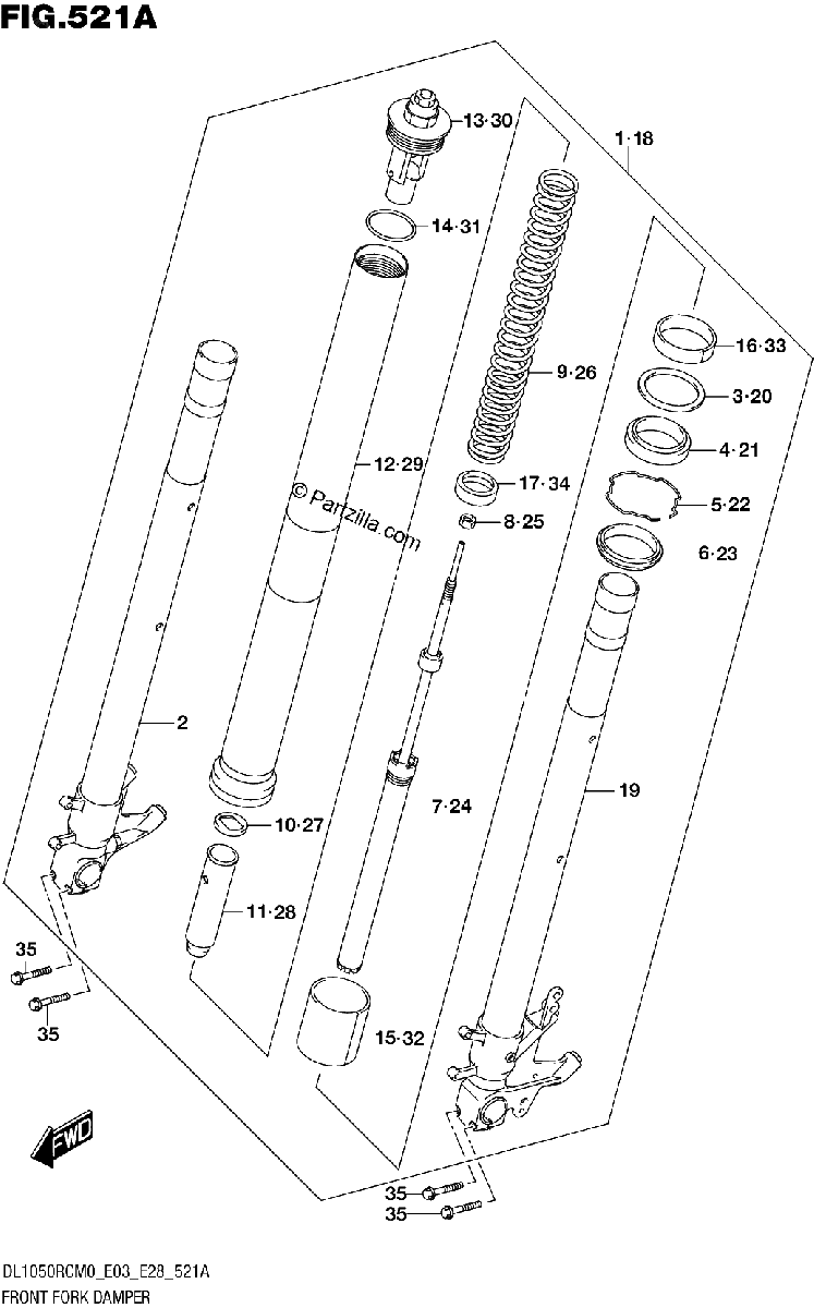 Diagrama de FRONT FORK DAMPER